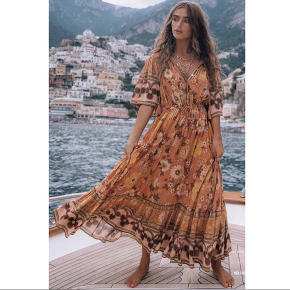 Boheme 60s Vibe Mustard Prairie Dress - Picture 1 of 9